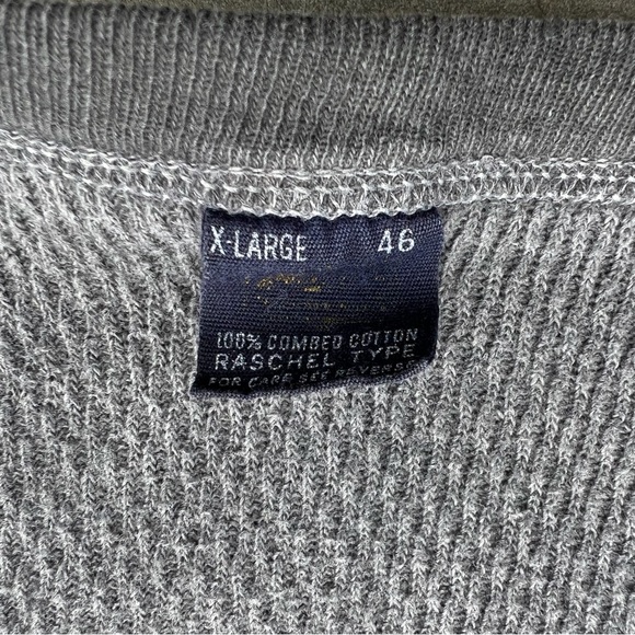 SOLD - Vintage 80s Overdyed Upcycled Grey Black Waffle Knit Thermal Made in USA - Picture 3 of 8